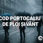 Cod portocaliu de ploi și vânt puternic în sud-estul României