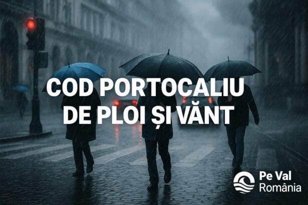 Cod portocaliu de ploi și vânt puternic în sud-estul României